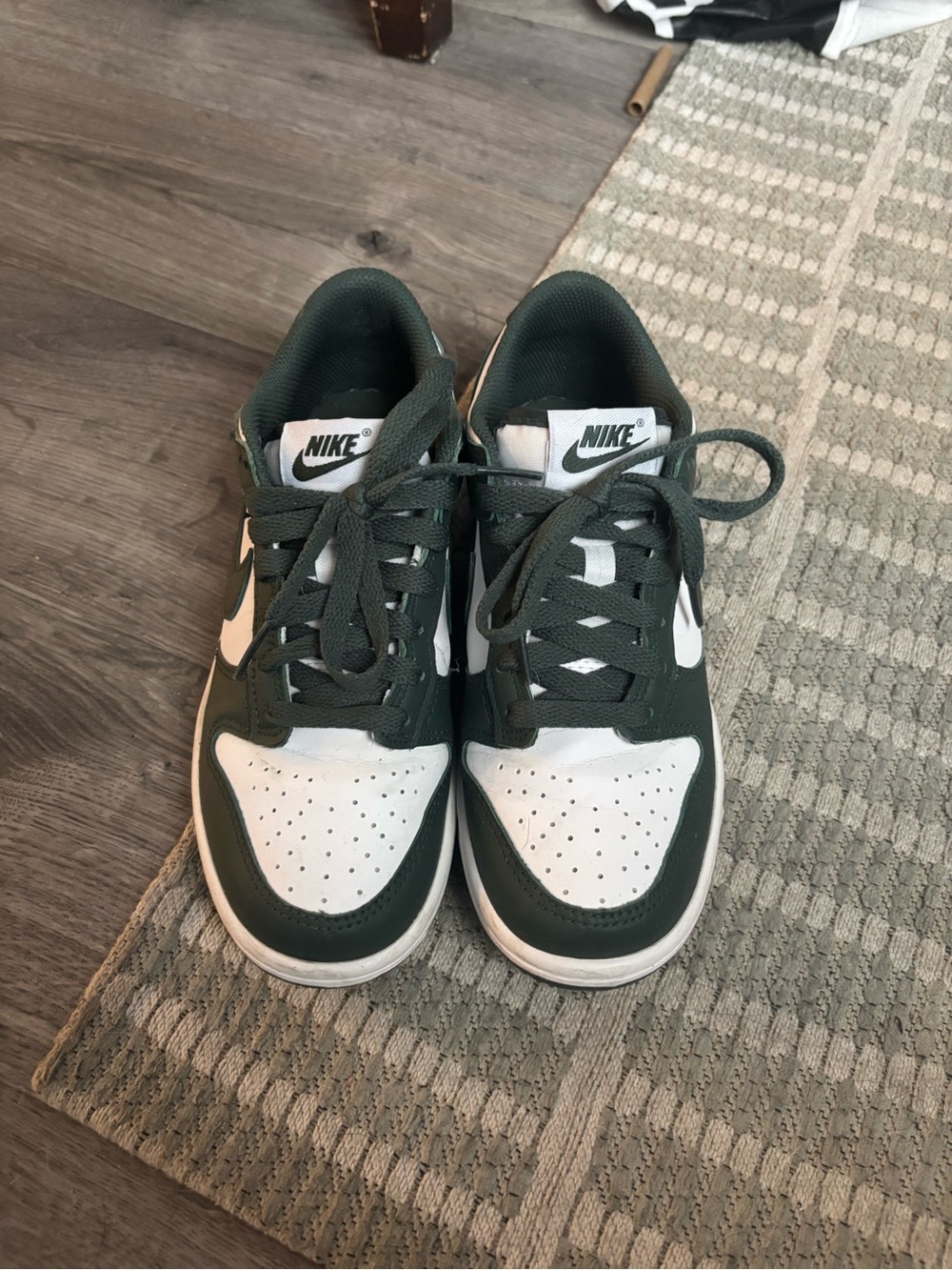 Nike Dark Green and White Low-Top Sneakers